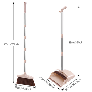 Ensemble balai et pelle à long manche en plastique, 2 pièces, pour le nettoyage et le rangement de la maison - Product Image 3