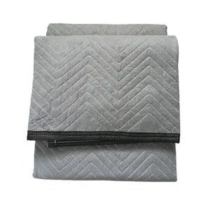 Wholesale Large 80" x 72" Economy Navy Blue and Black Quilted Shipping Furniture Pads Moving and Packing Blankets