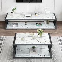 Mobilier moderne de luxe de style nordique pour la maison table basse carrée blanche minimaliste et ensemble de support de télévision pour le salon