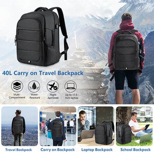 กระเป๋าคอมพิวเตอร์แล็ปท็อปสำหรับเดินทางแบบขยายได้ทุกเพศ, กระเป๋าคอมพิวเตอร์แล็ปท็อปสไตล์ธุรกิจกระเป๋าซิปปิดได้ทุกเพศทุกวัยทำจากวัสดุโพลีเอสเตอร์โพลีเอสเตอร์ - Product Image 5