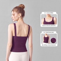 Camisole sexy respirante à bordure en dentelle pour femmes adultes avec bonnets rembourrés, débardeur de sport/yoga ajusté en Spandex/Nylon