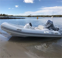 Bateau pneumatique de luxe Liya certifié CE de 12,5 pieds en fibre de verre avec console, réservoir de 60 L et option auvent pliable