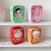 Sac de poussette 3D transparent en PVC INS10cm15CM personnalisé, motif dessin animé mignon, sac de rangement pour poupée fruit, sac pendentif pour étudiant