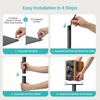 Supports de haut-parleurs universels en acier métallique noir avec revêtement en poudre