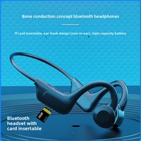 Earphone Nirkabel Konduksi Tulang Terlaris 5.0 dengan Slot Kartu Memori, Kontrol Suara, Desain Pengait Telinga, Tahan Air