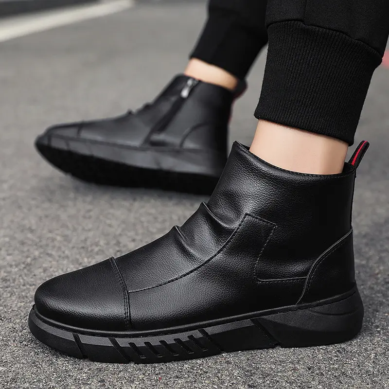High Top chukka chukka boots 2022 Men's Casual Fashion Men's Leather Boot Cover Foot Zipper Chelsea Boots