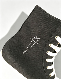 Pentagram Embroidery Craft Black <b>Canvas</b> Chunky Platform Sneakers Lace-up Streetwear Shoes - Product Image 1