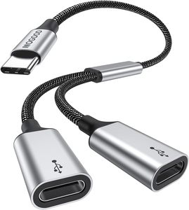2-Trong 1 <span class=keywords><strong>USB</strong></span> C Hub Phần Mở Rộng 2-Cổng Loại C Cáp Splitter OTG Chuyển Adapter Cho PC Máy Tính Xách Tay PVC Máy Chiếu Microphone Loa - Product Image 1