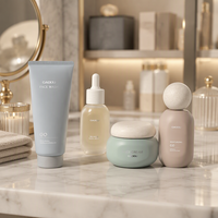 Ensemble d'emballage cosmétique de luxe, flacon en verre givré pour soins de la peau, flacon compte-gouttes pour sérum, flacon pour huile essentielle