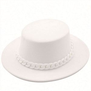 In Stock <b>Cheap</b> Price Unisex Felt Fedora Hat Wide Brim with <b>Chain</b> Casual Outdoor - Product Image 4