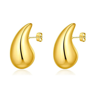 ZOGXIN Gold Teardrop Stud Earrings Geometric Design Unisex Fashion Jewelry - Product Image 3
