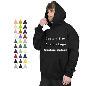 Sweatshirt Custom Men Dickes schweres Logo Schwergewicht 100% Bio-Baumwolle Blank Bulk 500Gsm Fleece Weiß Übergroßer Hoodie