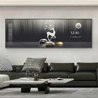 Jam Dinding Digital Dekoratif Ruang Tamu Modern Minimalis Mewah Ringan Kelas Atas, Model Elk, Dapat Dipasang di Dinding/Sofa, Dilengkapi Plug-in/Power Bank
