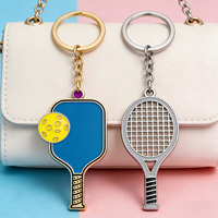 Porte-clés personnalisé en émail pour raquette de pickleball, porte-clés en métal avec logo, ensemble de porte-clés sportifs colorés pour clés, sac à dos, sac de sport