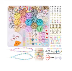 2023 nuevo Kit de cuentas de arcilla de 15 colores para la fabricación de joyas cuentas de arcilla polimérica dulce para pulsera, fabricación de collares, conjunto artesanal