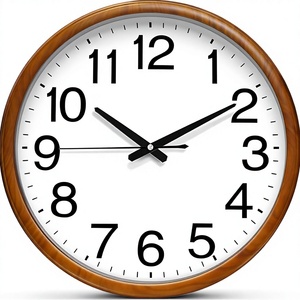 Modern Round Plastic Wall <b>Clock</b> Silent Quartz Movement Large Numerals <b>Battery</b> Powered Antique Style Design Living Room Decor - Product Image 2