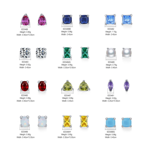 Pendientes de tuerca de piedra natal de Diciembre coloridos de Plata de Ley 925 de Ailmay para uso diario, <span class=keywords><strong>vacaciones</strong></span> y citas para mujeres - Product Image 5