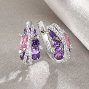 Orecchini a polsino a doppio strato a forma di X rosa per donna, accessori per l'orecchio semplici e alla moda per l'uso quotidiano - Product Image 2