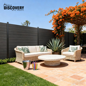 Clôture composite WPC co-extrudée sur mesure, revêtement mural <span class=keywords><strong>extérieur</strong></span> pour jardin, poteaux en aluminium, bois-plastique traité chimiquement sous pression - Product Image 3