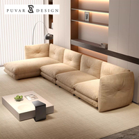 Canapé modulaire en tissu en forme de L, design minimaliste italien, avec dossier haut, pour salon