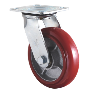 विमा 4 5 6 इंच लाल पु आयरन कोर स्विचवेल हाई-लोड क्षमता कैस्टर व्हील 125 मिमी 150 मिमी 200 ब्रेक भारी ड्यूटी कैस्टर व्हील - Product Image 3