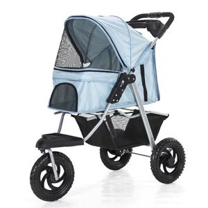 Carrinho multiuso portátil para animais de estimação, carrinho multiuso com 3 rodas para viagens ao ar livre, carrinho para cães e gatos, carrinho para animais de estimação com suporte para copo - Product Image 5