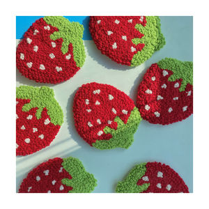 Manufacturer Customized Fruit Shaped Cute Strawberry Mug Rug Handmade <b>Car</b> Home Decor <b>Coasters</b> for Drinking - Product Image 1