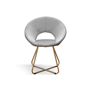 Ensemble de 2 chaises Iris en velours gris avec base en métal pour salon intérieur - Product Image 2
