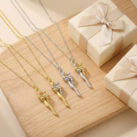 Collier pendentif en laiton fait main, couple enlacé, bijoux Art Déco, breloque minimalistes en forme de figures pour amoureux, mère et enfant