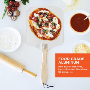 Pala per Pizza in Alluminio da 12'' con Manico Pieghevole in Legno, Utensile da Forno per Pizza, Pane e Pasticceria - Product Image 5