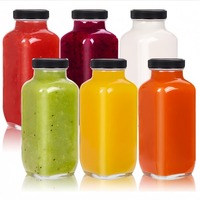 Transparante vierkante glazen sapfles 250ml 350ml 500ml met matte zwarte schroefdop, luchtdicht, herbruikbaar, food grade, geschikt voor koudgeperste dranken