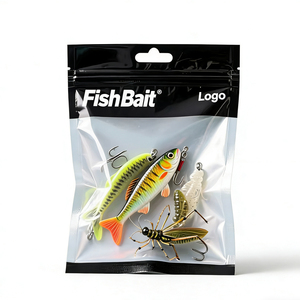 Custom Printed PE Moisture Proof Fishing Lure Packaging <b>Bags</b> with Clear Window Resealable <b>Zip</b> Lock Side Gusset Hanging Hole - Product Image 2
