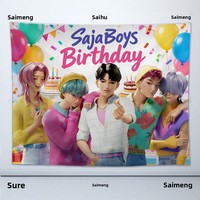 Tapisserie murale moderne en peluche Sajaboys pour filles, décoration murale en panneau KT pour fêtes d'anniversaire d'enfants, y compris les fêtes