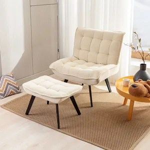 Silla de sofá perezoso con bolsa suave de tela suave moderna con reposapiés sofá cómodo sofá de ocio