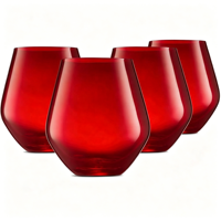 Verres à vin Godinger sans pied de 450 ml, lot de 4, pour vin rouge, bière, jus, eau, café, en verre ambré, design moderne, compatibles lave-vaisselle