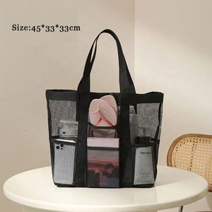 Top Sale Washable Lightweight Plain Waxed Thick Swimming Beach Mesh Tote <b>Bag</b> - Product Image 4
