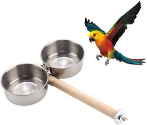 Kuş levrek ile besleyici bardaklar kaseler paslanmaz çelik ile kokusuz tutucu askı dışında dayanıklı su gıda dağıtıcı - Product Image 1