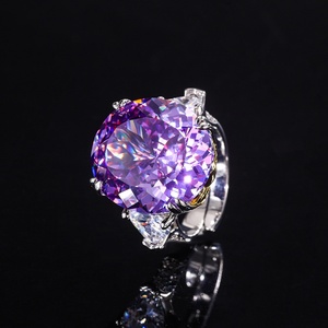 Wholesale High Quality Jewelry Eco-friendly Copper 18*20mm Red Corundum Zircon Large Stone <b>Rings</b> for Women Statement Style - Product Image 4