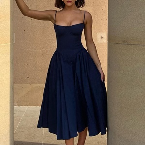 Abiti Eleganti da Donna Senza Maniche per Feste, Rosa Sexy con Corsetto e Fiore Laterale in Rete, <span class=keywords><strong>Vestito</strong></span> a Linea A <span class=keywords><strong>Midi</strong></span> - Product Image 5