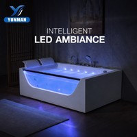Baignoire de massage en acrylique pour 2 personnes, certifiée CE, de luxe, autoportante, portable, pour appartement et villa, avec 22 jets