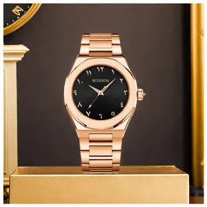 Oem Odm jam tangan gelang tahan air baja tahan karat jam tangan pergerakan kuarsa Jepang mewah jam tangan Logo kustom pria Excel dengan casing mawar emas
