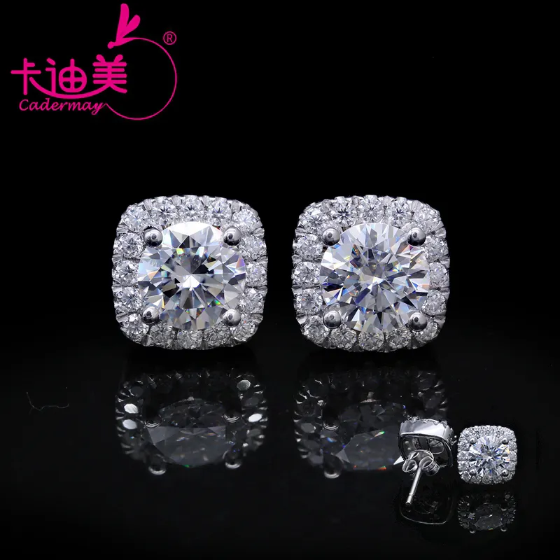 Cadermay 도매 가격 S925 실버 라운드 컷 Moissanite 다이아몬드 귀걸이 D VVS 6.5mm 귀걸이 스터드