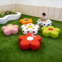 Banc Moderne en Fibre de Verre Grande Fleur pour Parc d'Attractions, Sculpture Florale Commerciale Durable pour Patio, Centre Commercial, École