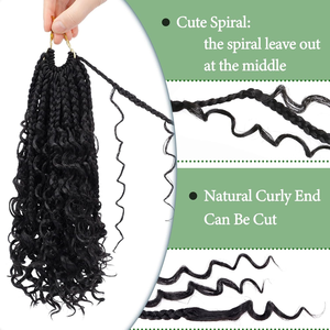 <span class=keywords><strong>Extensiones</strong></span> de Cabello Ombre <span class=keywords><strong>con</strong></span> Puntas Rizadas Estilo Bohemio, <span class=keywords><strong>Trenzas</strong></span> Box Braids Cortas <span class=keywords><strong>con</strong></span> Puntas Rizadas, Cabello de Ganchillo Estilo Bohemio - Product Image 4
