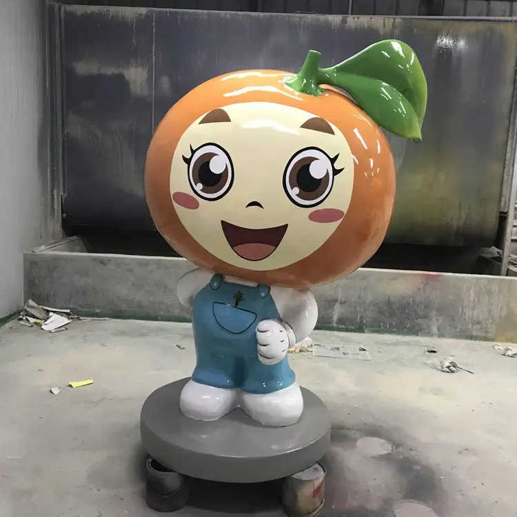 Fibra de vidro laranja desenhos animados frutas modelo, decoração ao ar livre dos desenhos animados figura de escultura fibra de resina modelo animal