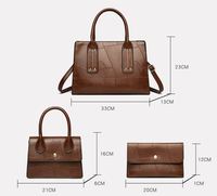 Sac à main pour femme en cuir PU de luxe, ensemble de mode imperméable 3 en 1, sac à main et porte-monnaie pour femme