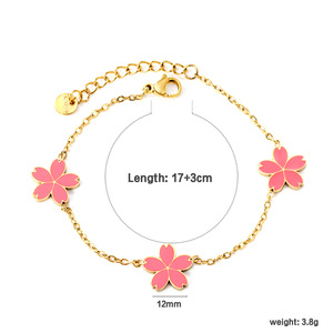 Pulsera de Flor de Cerezo con Cadena Dorada, Joyería para Mujer, Regalo, Accesorio de Moda - Product Image 5