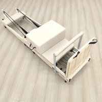 Cama de Pilates Reformer Plegable de Lujo y Portátil Equipo de Gimnasio Reformer Plegable de Madera Color Beige
