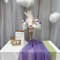 DKB Centre de table de mariage fait main, boule de fleurs artificielle en soie rose 40 cm, haute simulation réaliste, pour décorations d'événements de mariage