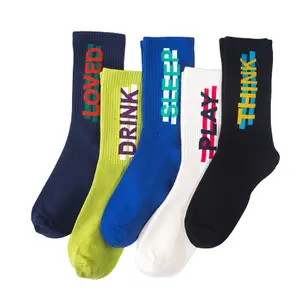 Casual custom mens socks colorful fashion dress socks cotton crew male street basketball sports socks